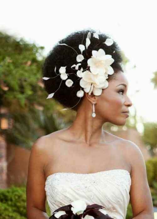 African American Wedding Hairstyles with flowers